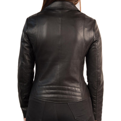 Women's Moto Black Leather Jacket - Bull Armour