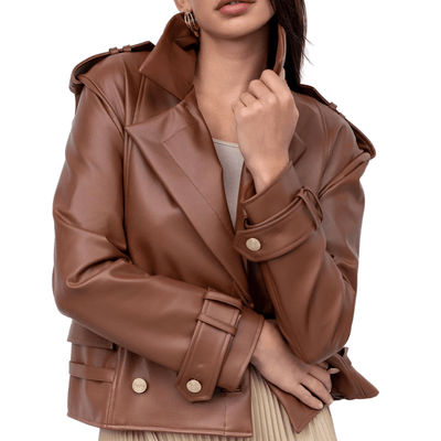 Women's Faux Leather Biker Jacket - York - Bull Armour