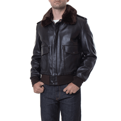 Men's USN G-1 Military Bomber Jacket | Navy Leather Jacket - Bull Armour