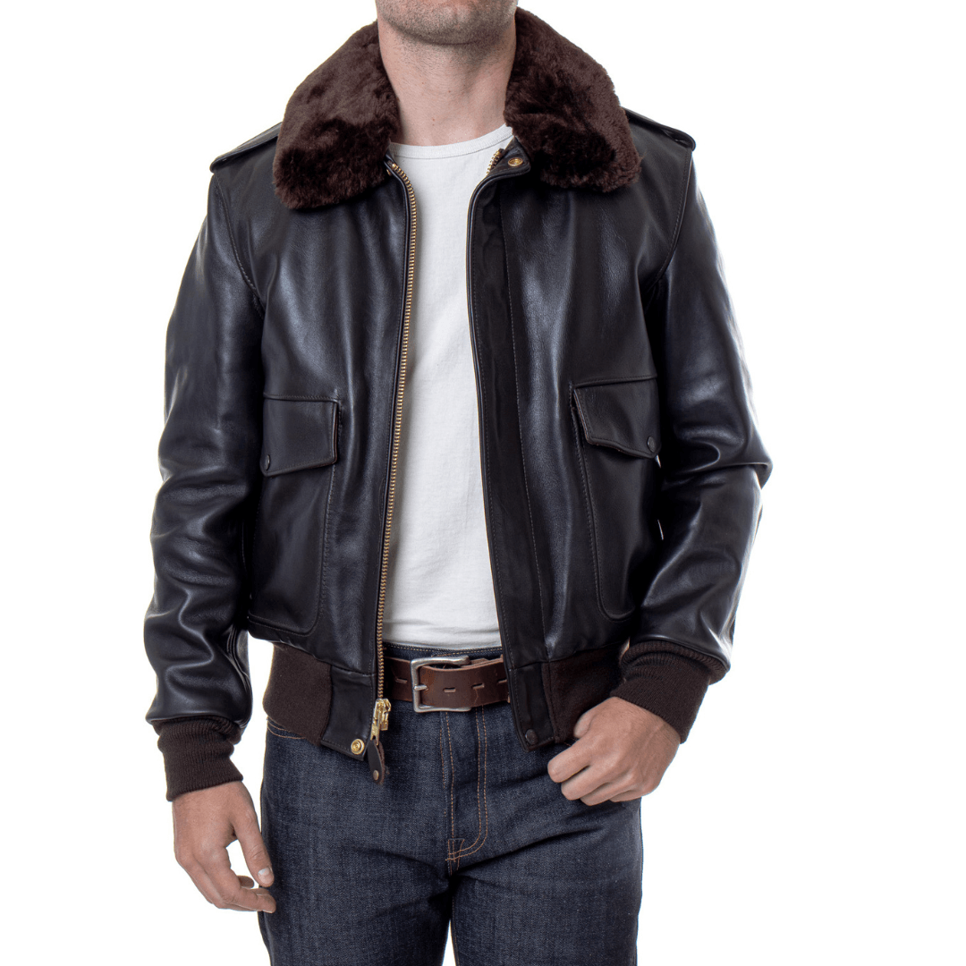 Men's USN G-1 Military Bomber Jacket | Navy Leather Jacket - Bull Armour