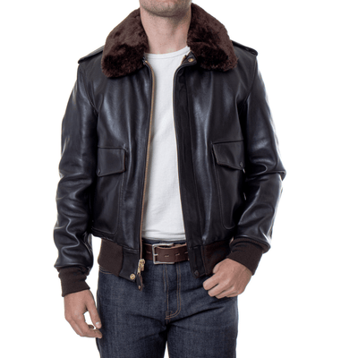 Men's USN G-1 Military Bomber Jacket | Navy Leather Jacket - Bull Armour