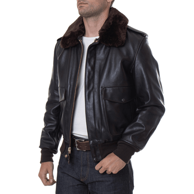 Men's USN G-1 Military Bomber Jacket | Navy Leather Jacket - Bull Armour