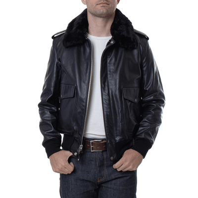 Men's USN G-1 Military Bomber Jacket | Navy Leather Jacket - Bull Armour