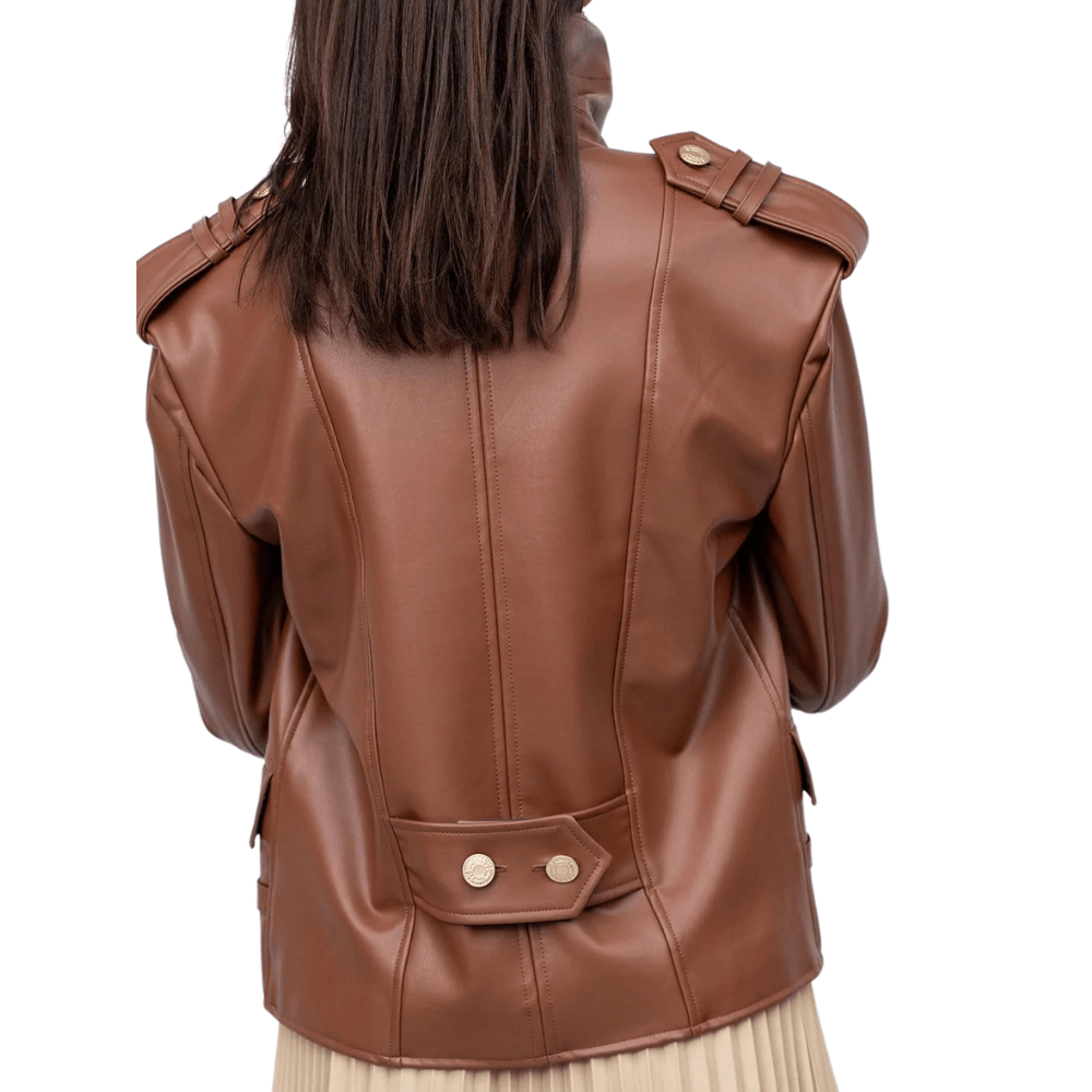 Women's Faux Leather Biker Jacket - York - Bull Armour