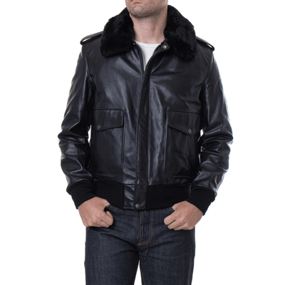 Men's USN G-1 Military Bomber Jacket | Navy Leather Jacket - Bull Armour