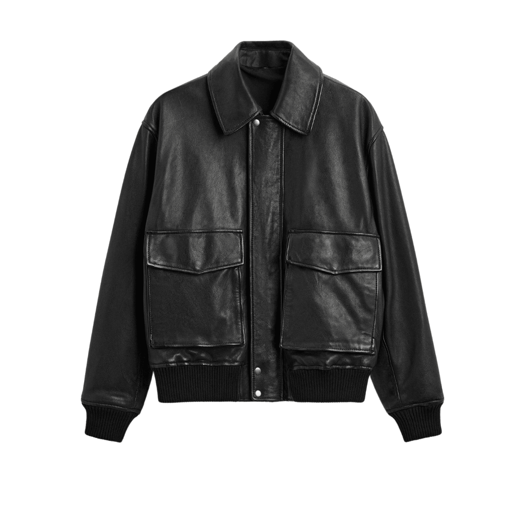 Men's Flap Pocket Leather Jacket | Vintage Retro Motorcycle Jacket - Bull Armour