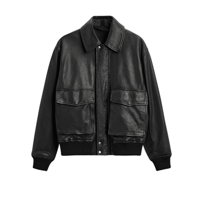 Men's Flap Pocket Leather Jacket | Vintage Retro Motorcycle Jacket - Bull Armour