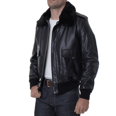 Men's USN G-1 Military Bomber Jacket | Navy Leather Jacket - Bull Armour
