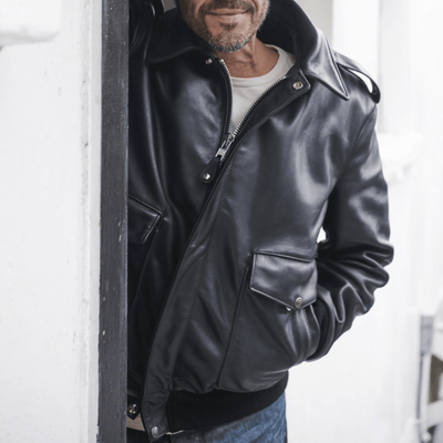 Men's USN G-1 Military Bomber Jacket | Navy Leather Jacket - Bull Armour