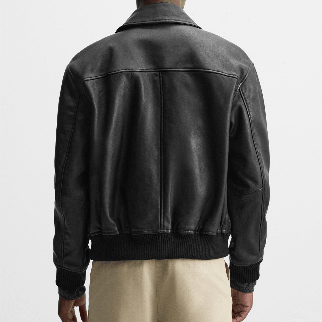 Men's Flap Pocket Leather Jacket | Vintage Retro Motorcycle Jacket - Bull Armour