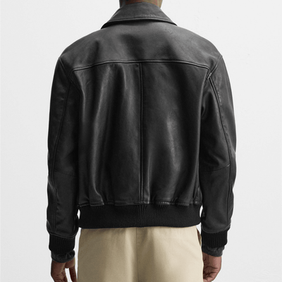 Men's Flap Pocket Leather Jacket | Vintage Retro Motorcycle Jacket - Bull Armour