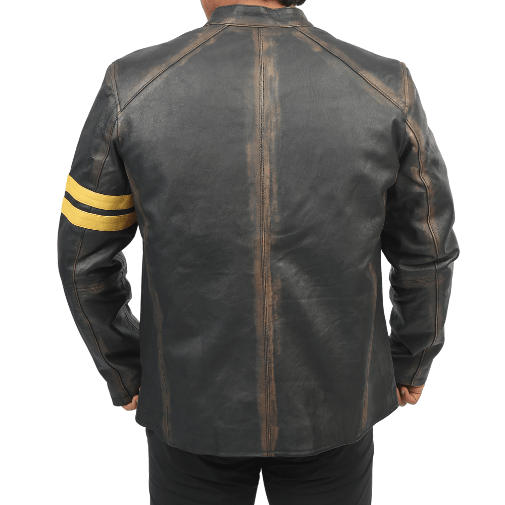 Men's Vintage Golden Strip Cafe Racer Jacket - Bull Armour