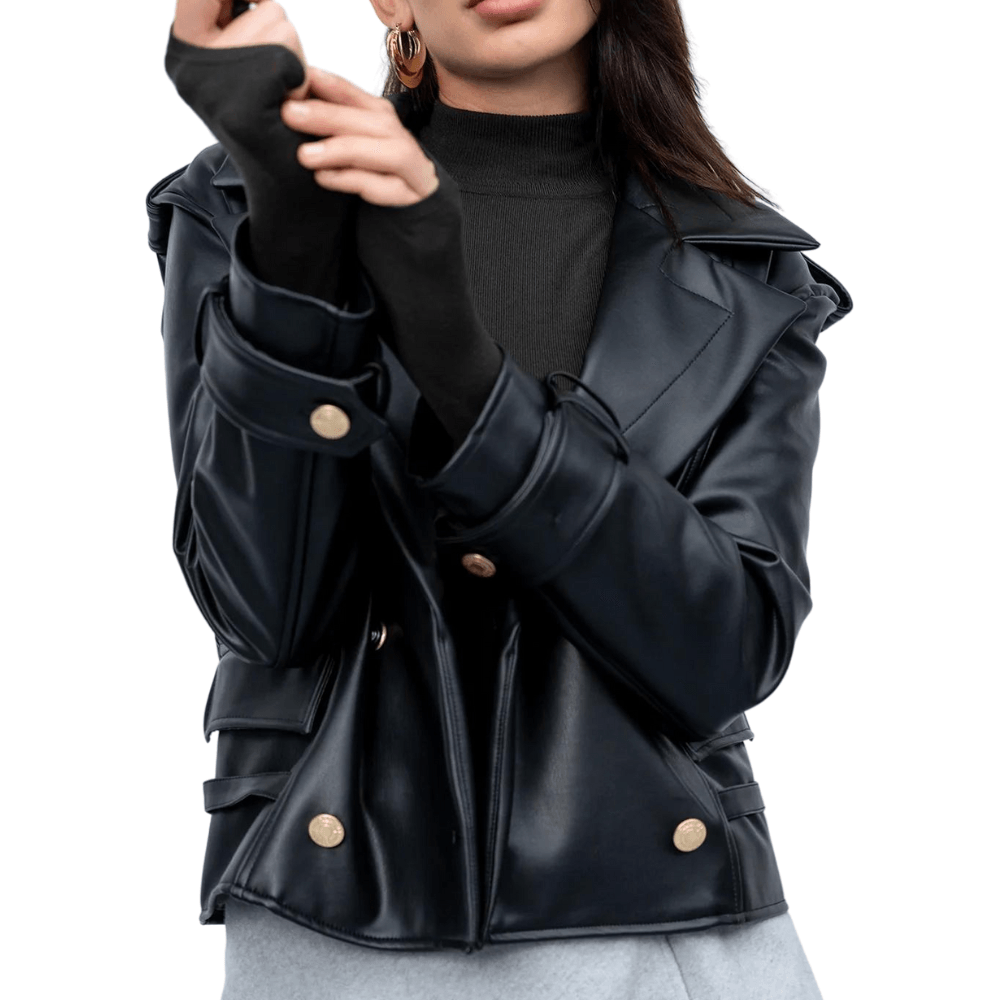 Women's Faux Leather Biker Jacket - York - Bull Armour
