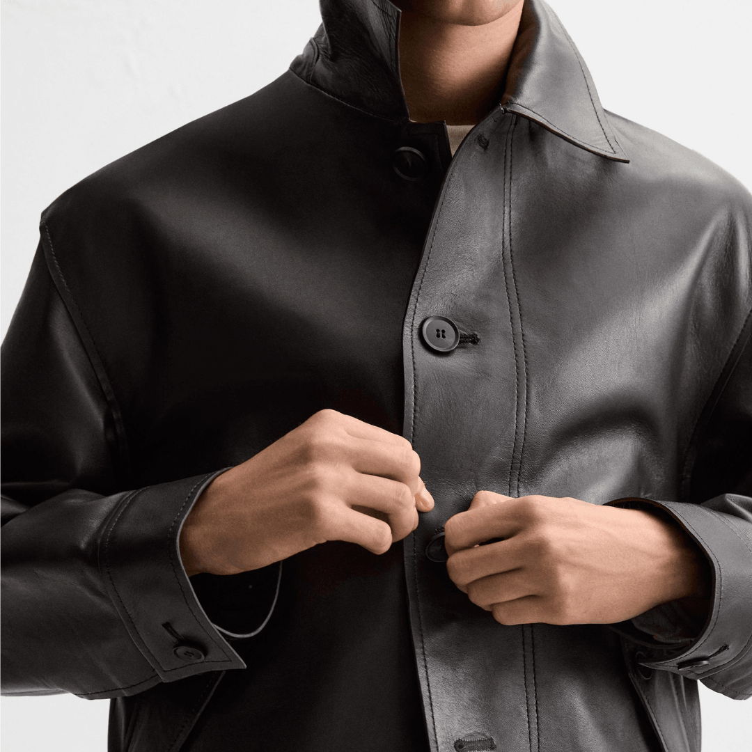 Men's Cropped Fit Sheep Leather Jacket | Distressed Biker Leather Jacket - Bull Armour