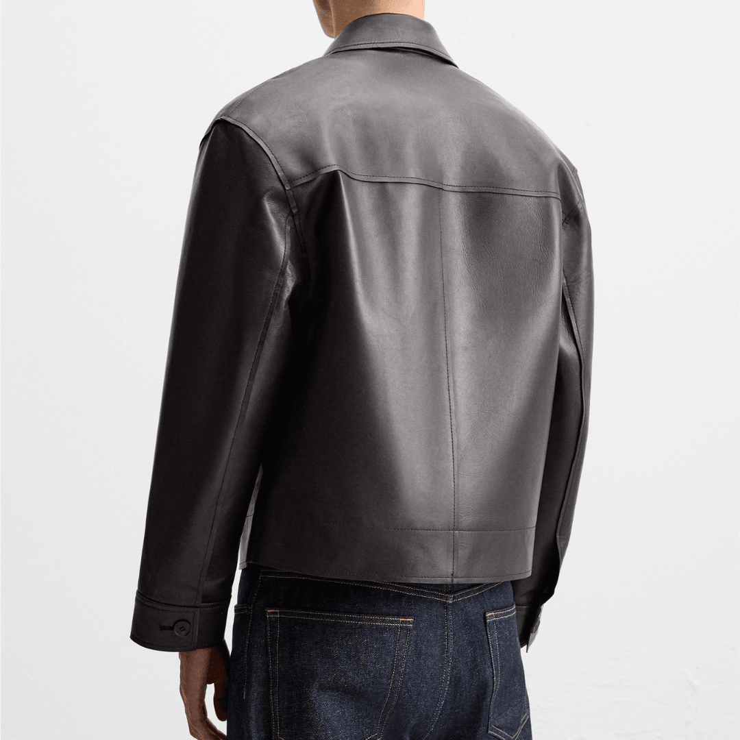 Men's Cropped Fit Sheep Leather Jacket | Distressed Biker Leather Jacket - Bull Armour