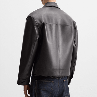 Men's Cropped Fit Sheep Leather Jacket | Distressed Biker Leather Jacket - Bull Armour