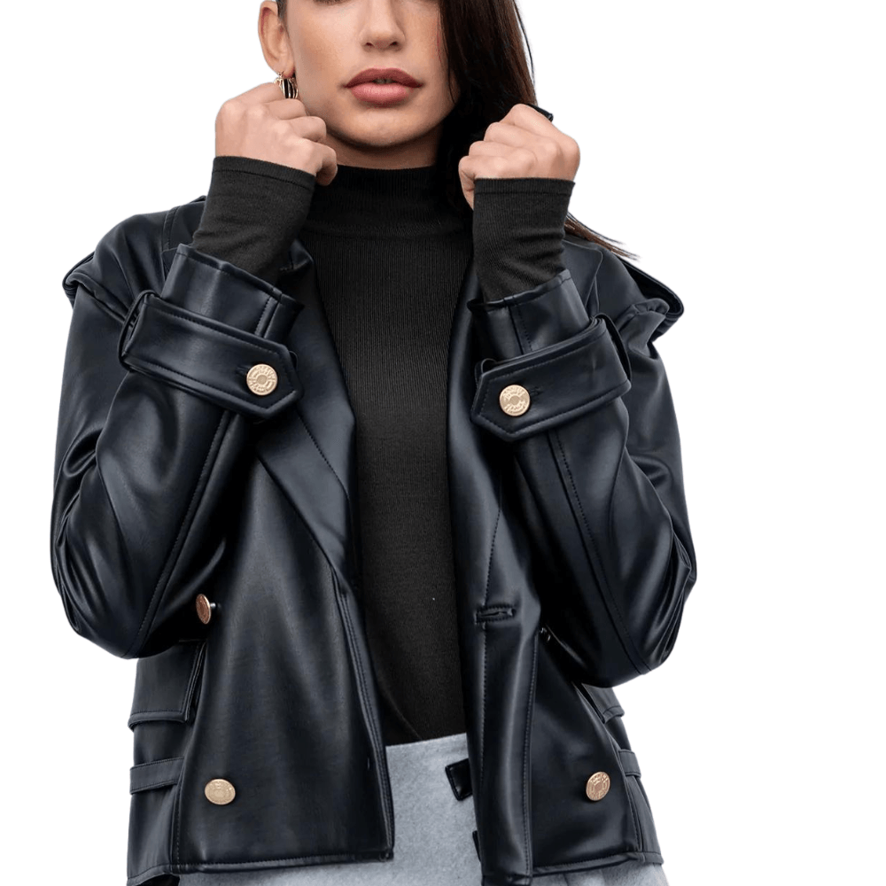 Women's Faux Leather Biker Jacket - York - Bull Armour