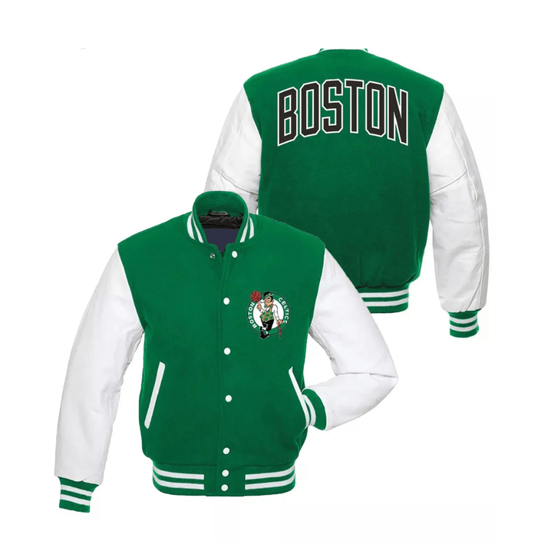 Boston Celtics Lettermen Varsity Bomber Jacket - Bull Armour