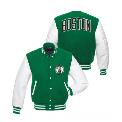 Boston Celtics Lettermen Varsity Bomber Jacket - Bull Armour