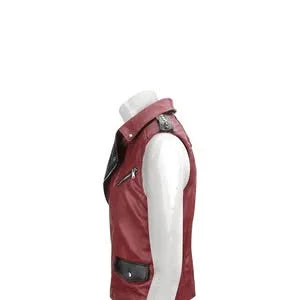 Chris Hems Worth Leather Quilted Vest - Blood