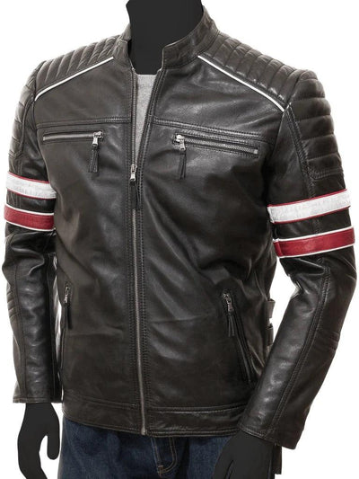 Men's Vintage Motorcycle Leather Jacket - Bull Armour