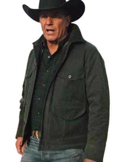 Men's TV Series John Dutton Yellowstone Cowboy Rip Wheeler Kevin Costner Black Cotton Jacket - Bull Armour
