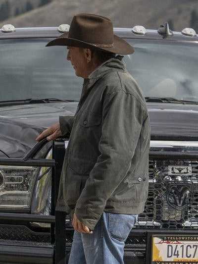 Men's TV Series John Dutton Yellowstone Cowboy Rip Wheeler Kevin Costner Black Cotton Jacket - Bull Armour