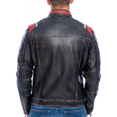 Men's Vintage Retro 3 Leather Jacket - Bull Armour