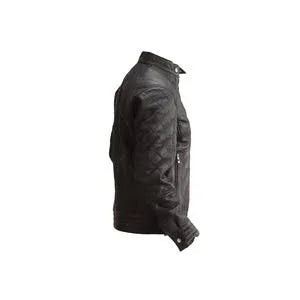 Men's Quilted Black Café Racer Jacket