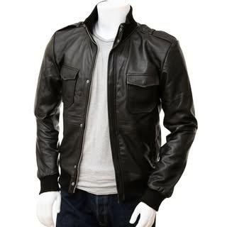 Men's Stand Collar Motorcycle Leather Jacket