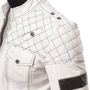Men's White Motorcycle Leather Jacket