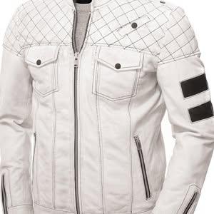 Men's White Motorcycle Leather Jacket