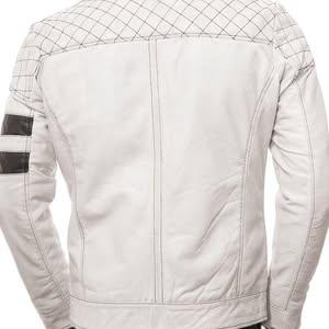 Men's White Motorcycle Leather Jacket
