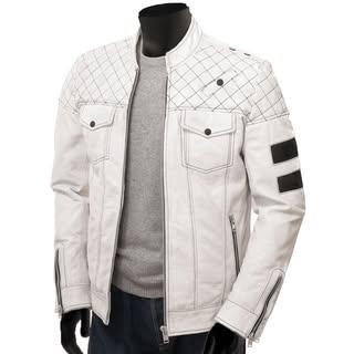 Men's White Motorcycle Leather Jacket
