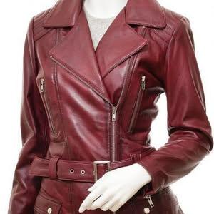 Women's Burgundy Motorcycle Leather Jacket