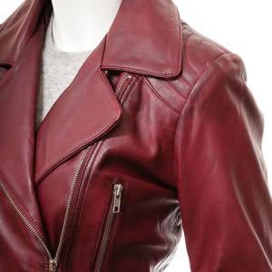 Women's Burgundy Motorcycle Leather Jacket