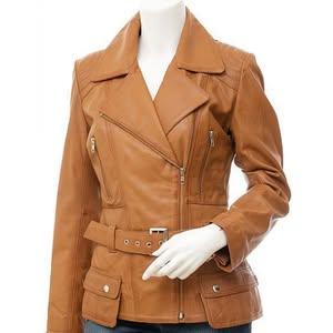 Women's Tan Motorcycle Leather Jacket