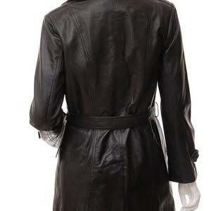 Women's Black Leather Coat | Luxuary Trench Coat For Women