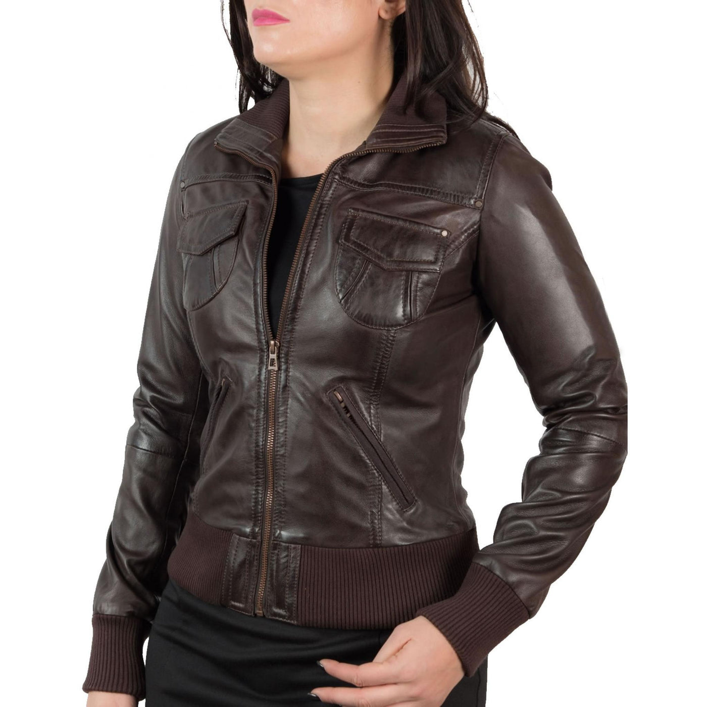 Women's Cafe Racer Leather Jacket - Bull Armour