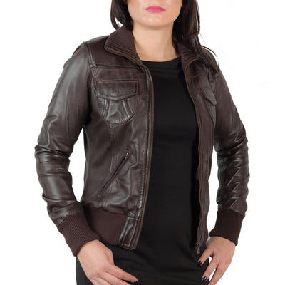 Women's Cafe Racer Leather Jacket - Bull Armour