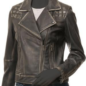 Women's Quilted Biker Leather Jacket