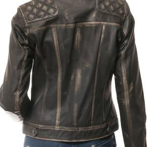 Women's Quilted Biker Leather Jacket