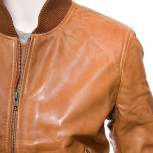 Women's Tan Bomber Leather Jacket