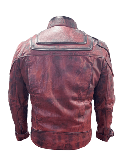 Gardian Of Galaxy Bomber Leather Jacket - Maroon - Bull Armour