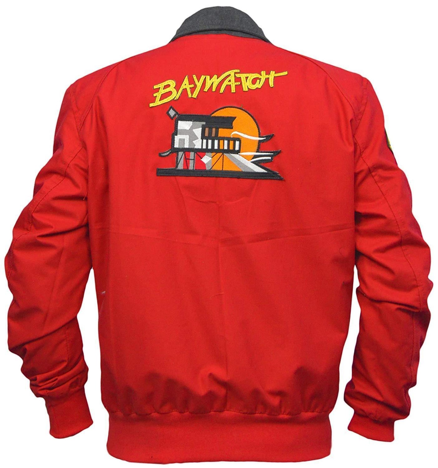 Baywatch David Hasselhoff Red Cotton Bomber Jacket - Bull Armour