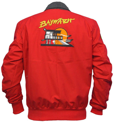 Baywatch David Hasselhoff Red Cotton Bomber Jacket - Bull Armour