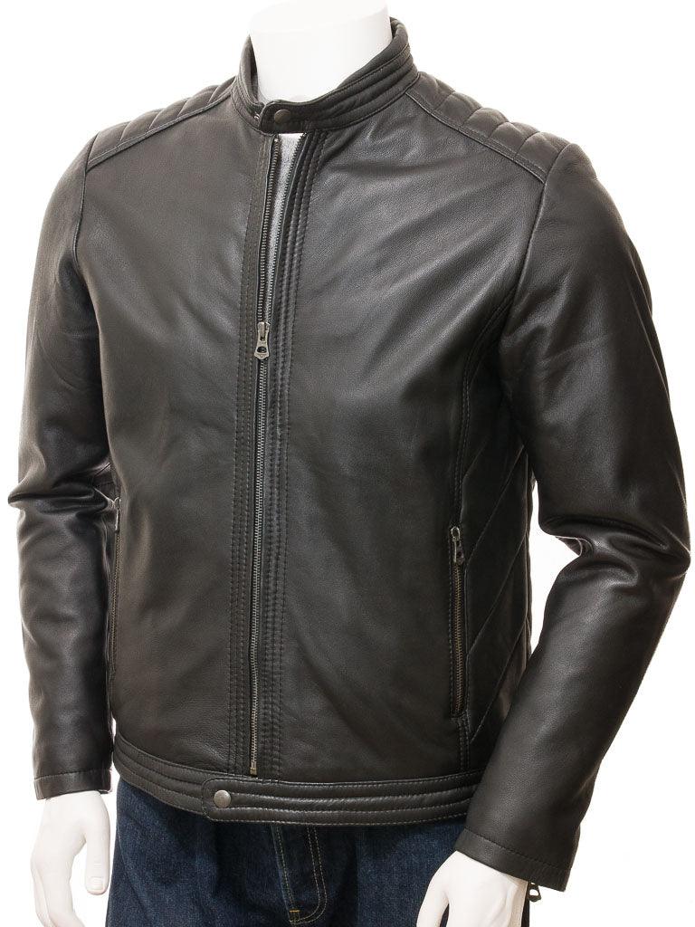 Men's Vintage Motorcycle Leather Jacket - Rubbed - Bull Armour