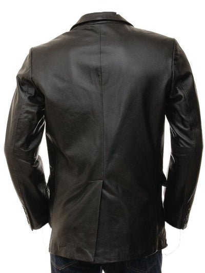 Men's Heated Leather Leather Blazer Coat - Bull Armour