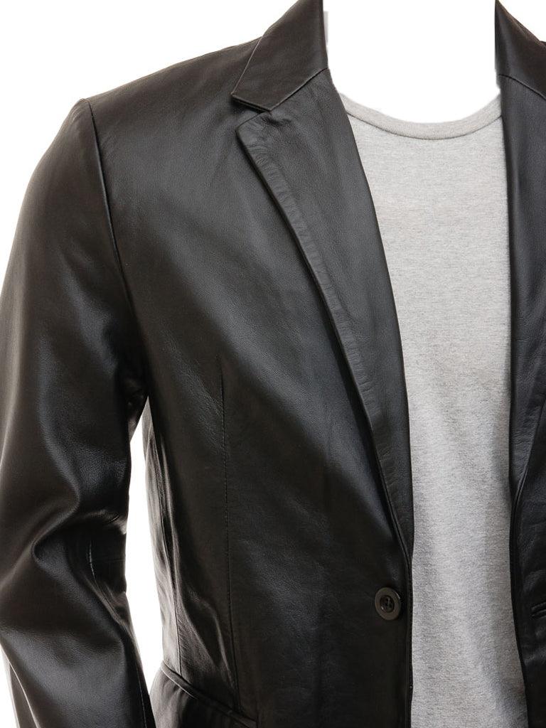 Men's Heated Leather Leather Blazer Coat - Bull Armour