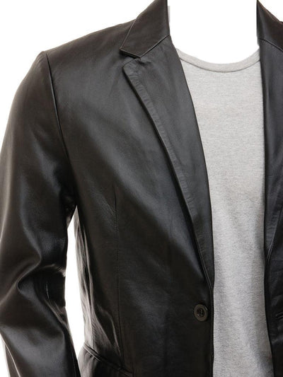 Men's Heated Leather Leather Blazer Coat - Bull Armour